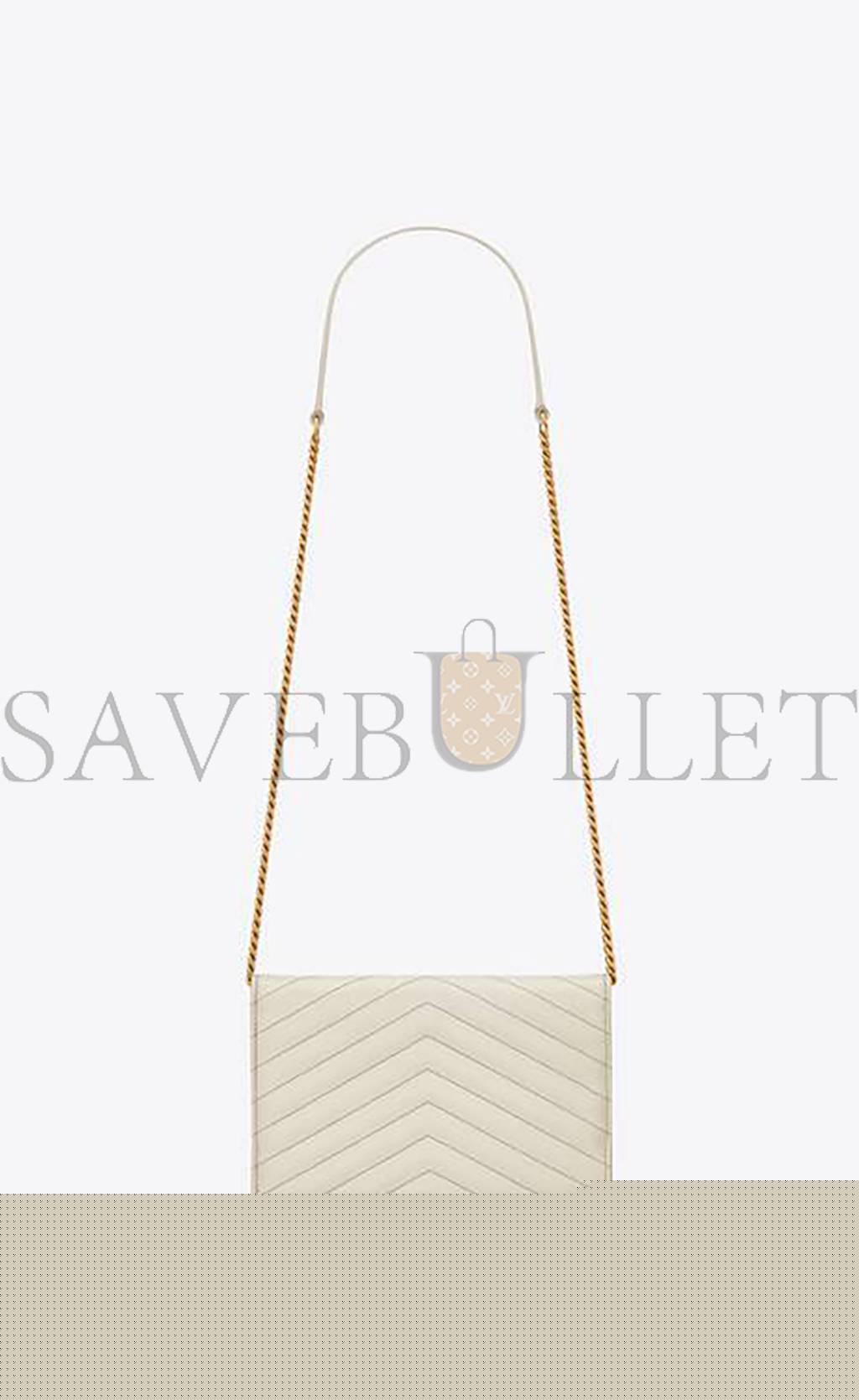 YSL CASSANDRE MATELASSÉ ENVELOPE CHAIN WALLET IN GRAIN DE POUDRE EMBOSSED LEATHER 742920BOW019207 (19*12.5*3.5cm)