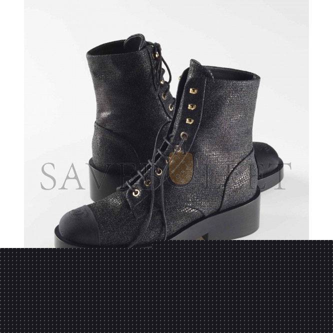 Ch*el lace-ups fabric & grosgrainblack g39162 y55902 94305