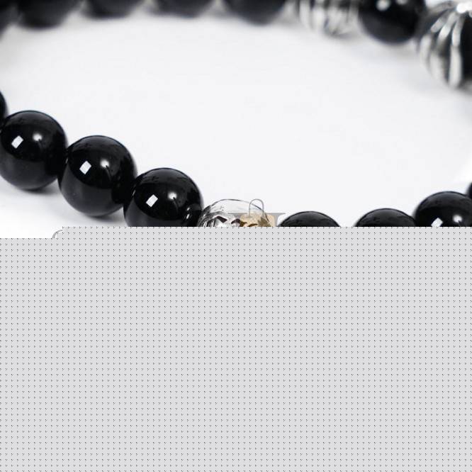 CHROME HEARTS ONYX BEAD BRACELET 8MM (4 SILVER BEADS)