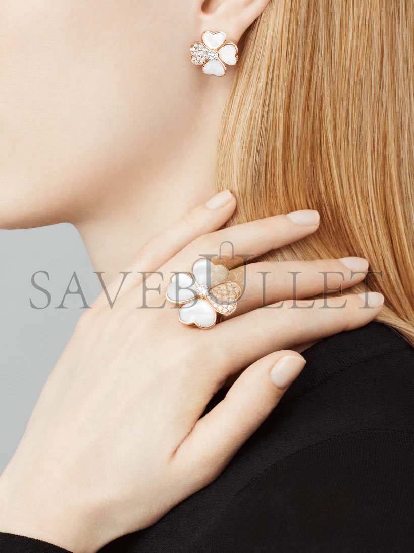 van cleef arpels cosmos earrings, small model - rose gold, Di*m*nd, mother-of-pearl  vcaro5bx00