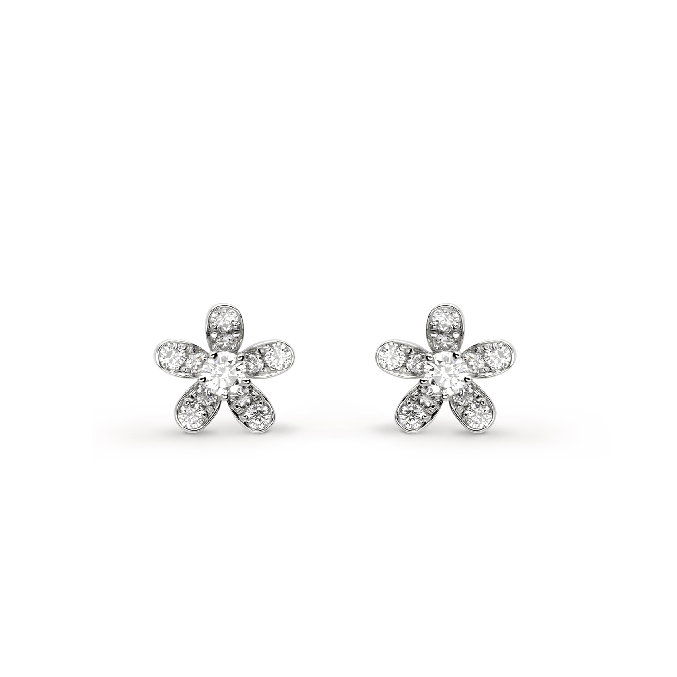 van cleef arpels socrate earstuds, 1 flower - white gold, Di*m*nd  vcarg44100