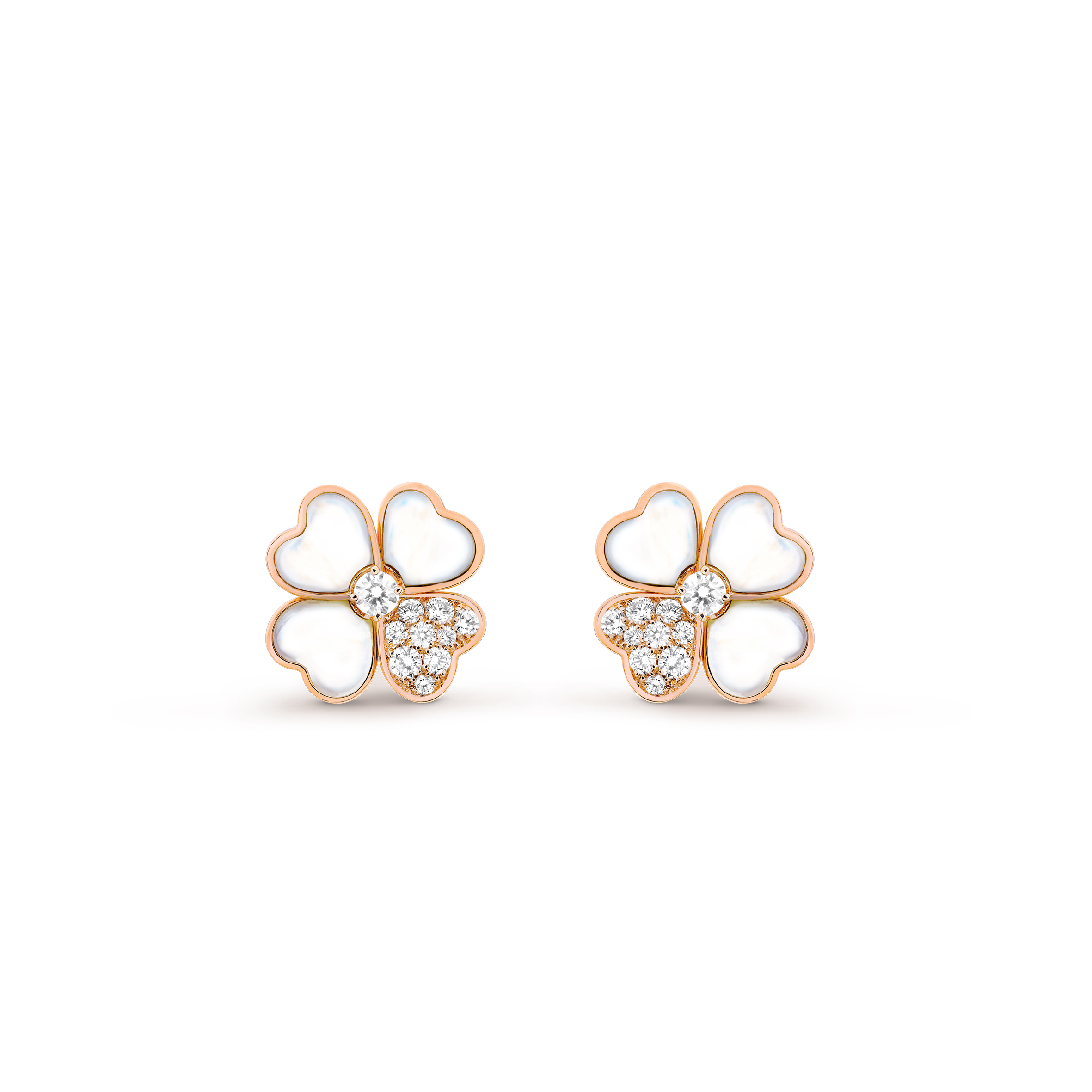 van cleef arpels cosmos earrings, small model - rose gold, Di*m*nd, mother-of-pearl  vcaro5bx00