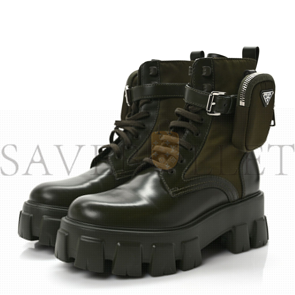 Pra*a spazzolato rois re-nylon metal triangle logo monolith pouch pocket 55mm boots 38 militare