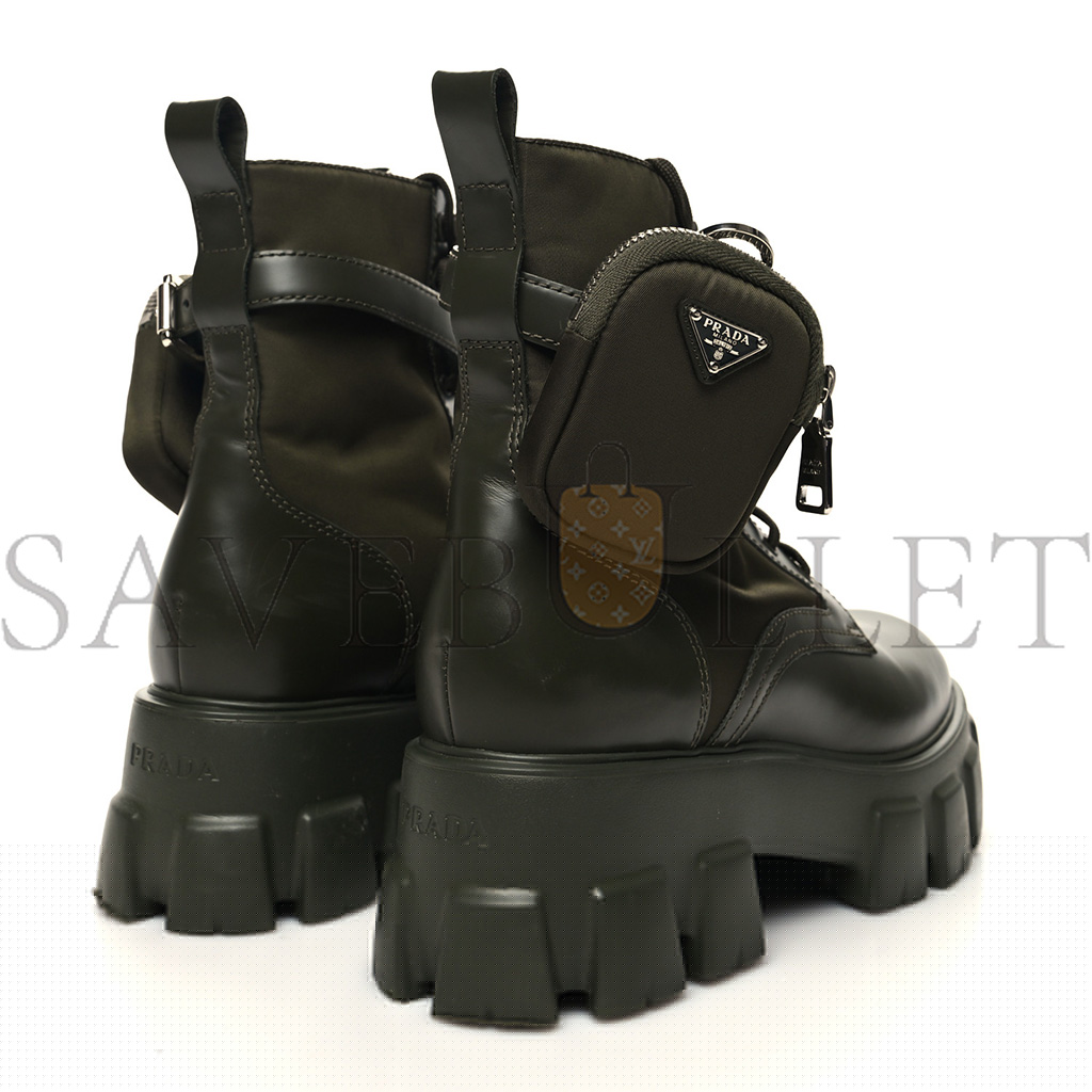 Pra*a spazzolato rois re-nylon metal triangle logo monolith pouch pocket 55mm boots 40.5 militare