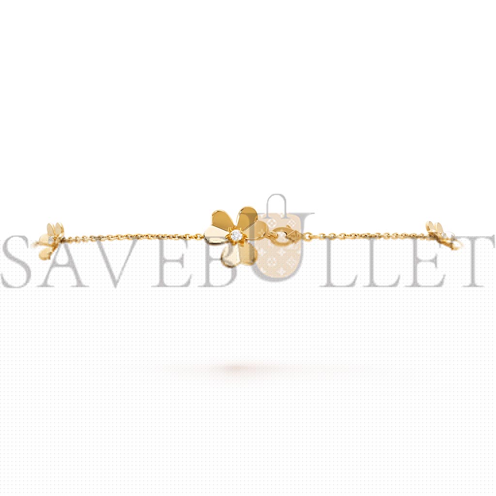van cleef arpels frivole necklace, 9 flowers - yellow gold, Di*m*nd  vcard31500