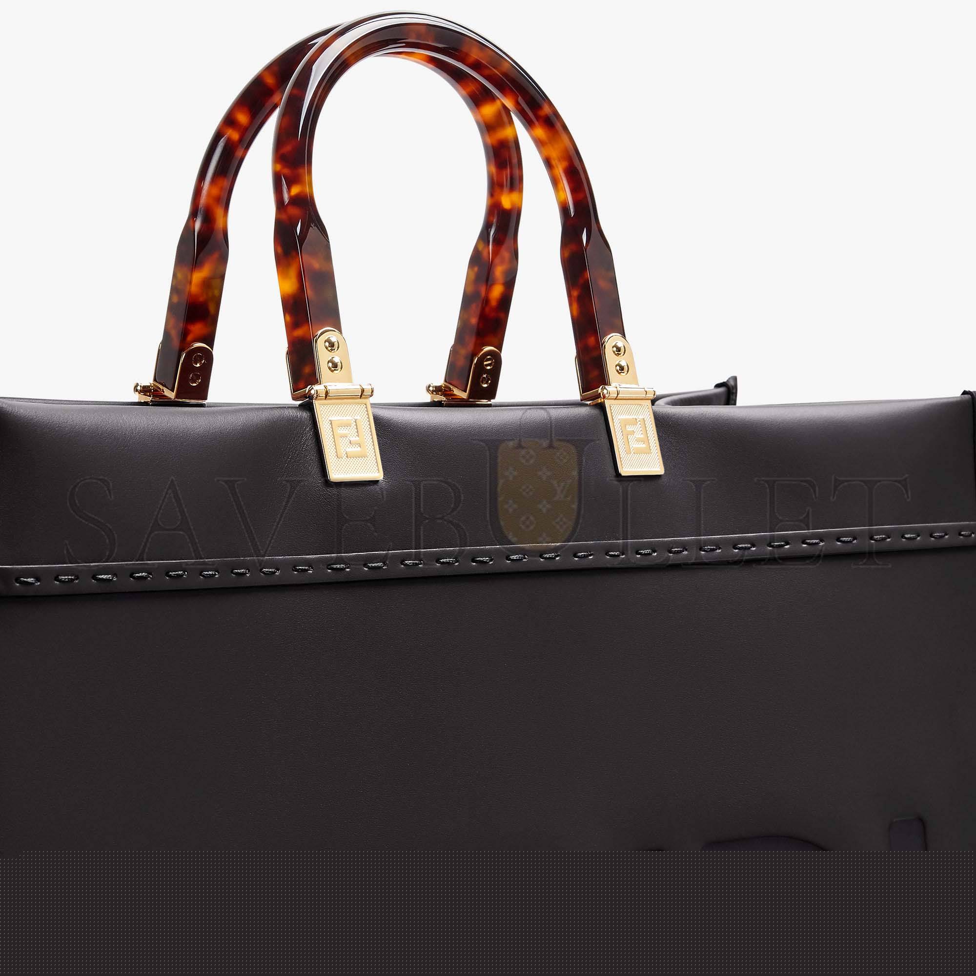 F**di large F**di sunshine - black leather shopper 8bh372abvlf0kur (40.5*35*21.5cm)