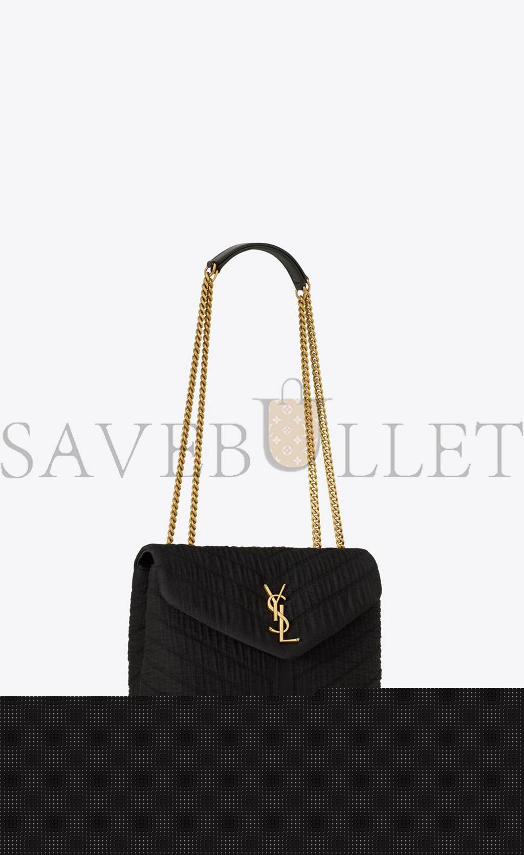 YSL LOULOU SMALL IN QUILTED "Y" COTTON 494699FABQ91000 (23*17*9cm)