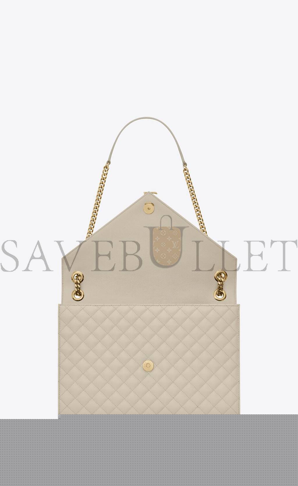 YSL ENVELOPE LARGE BAG IN MIX MATELASS&EACUTE; GRAIN DE POUDRE EMBOSSED LEATHER 600166BOW919207 (31*22*7.5cm)