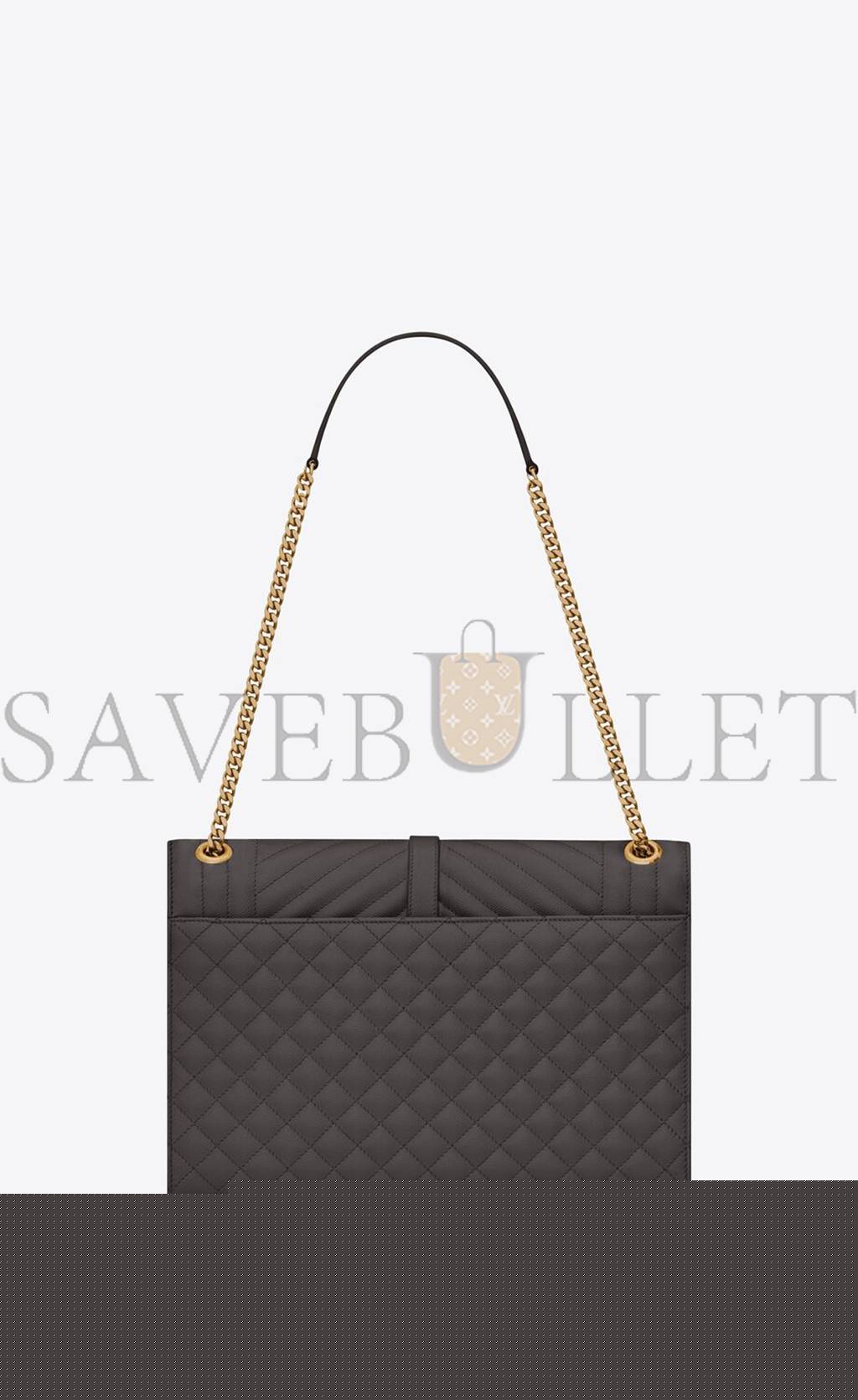 YSL ENVELOPPE LARGE BAG IN MIX MATELASS&EACUTE; GRAIN DE POUDRE EMBOSSED LEATHER 600166BOW971112 (31*22*7.5cm)