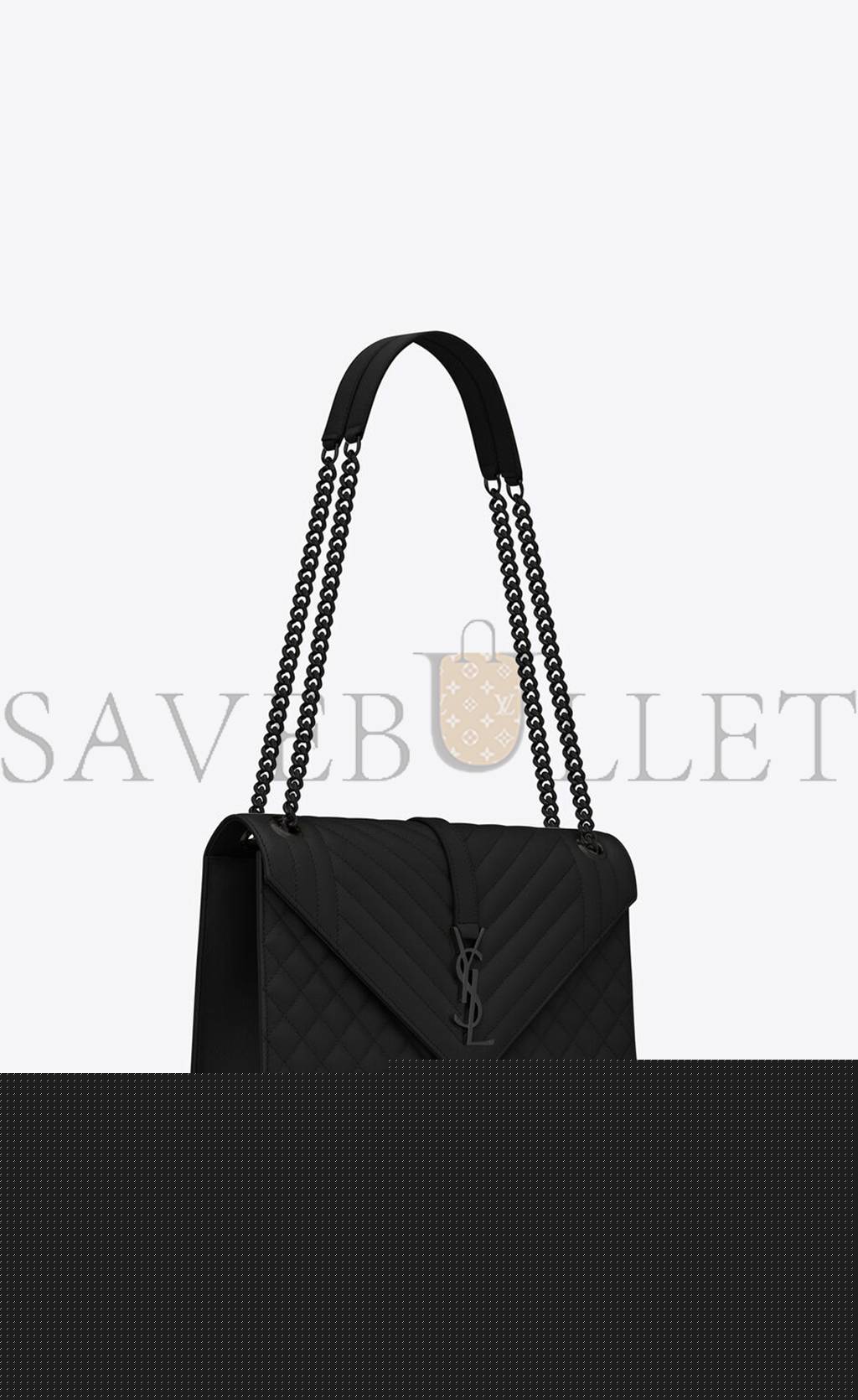 YSL ENVELOPE LARGE BAG IN MIX MATELASS&EACUTE; GRAIN DE POUDRE EMBOSSED LEATHER 600166BOW981000 (31*22*7.5cm)