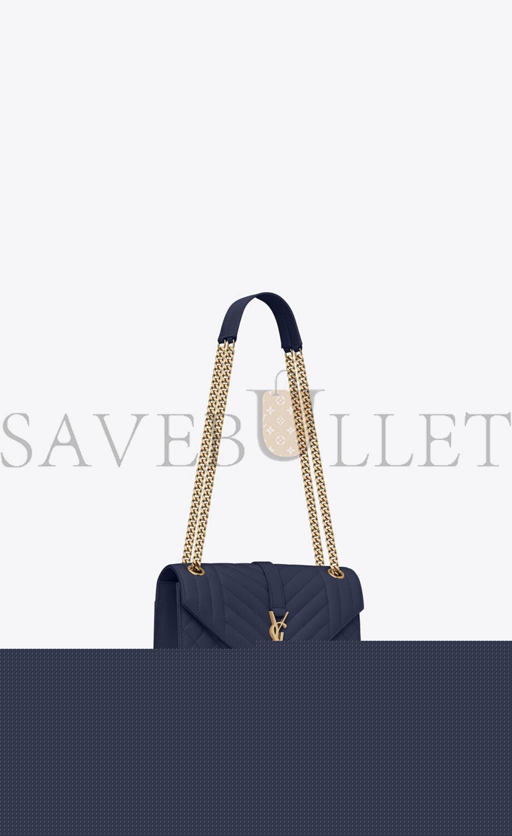 YSL ENVELOPE MEDIUM CHAIN BAG IN MIX MATELASS&EACUTE; GRAIN DE POUDRE EMBOSSED LEATHER 600185BOW914147 (24*17.5*6cm)