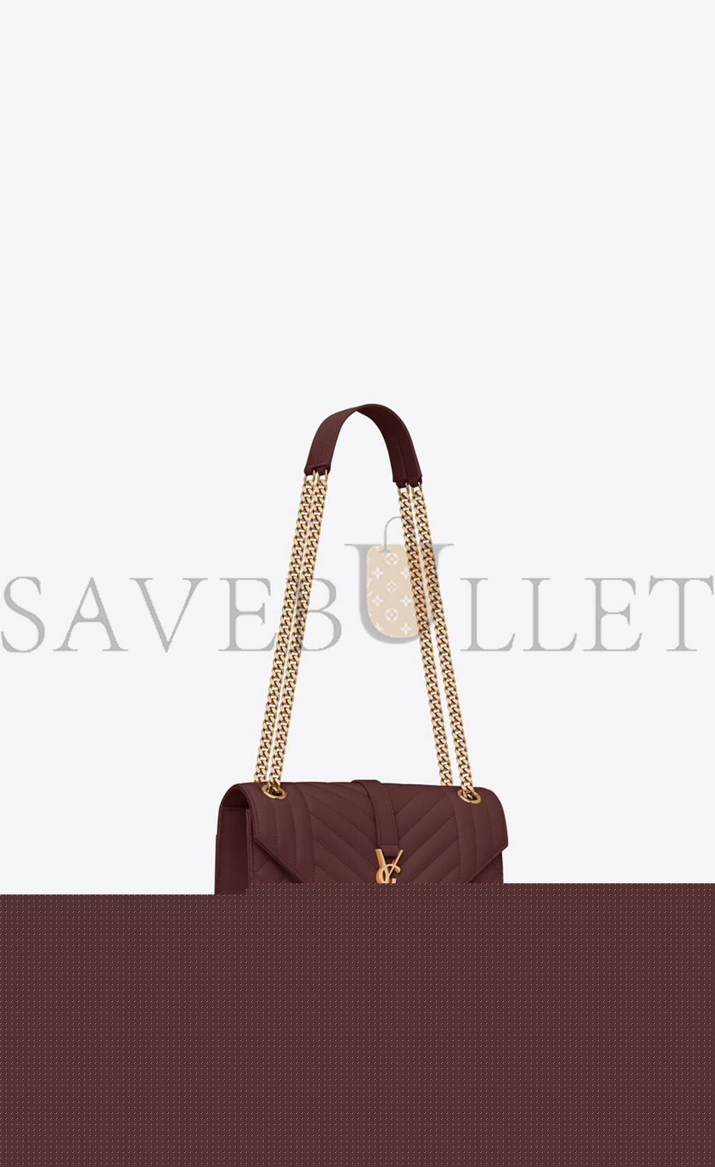 YSL ENVELOPE MEDIUM CHAIN BAG IN MIX MATELASS&EACUTE; GRAIN DE POUDRE EMBOSSED LEATHER 600185BOW916475 (24*17.5*6cm)