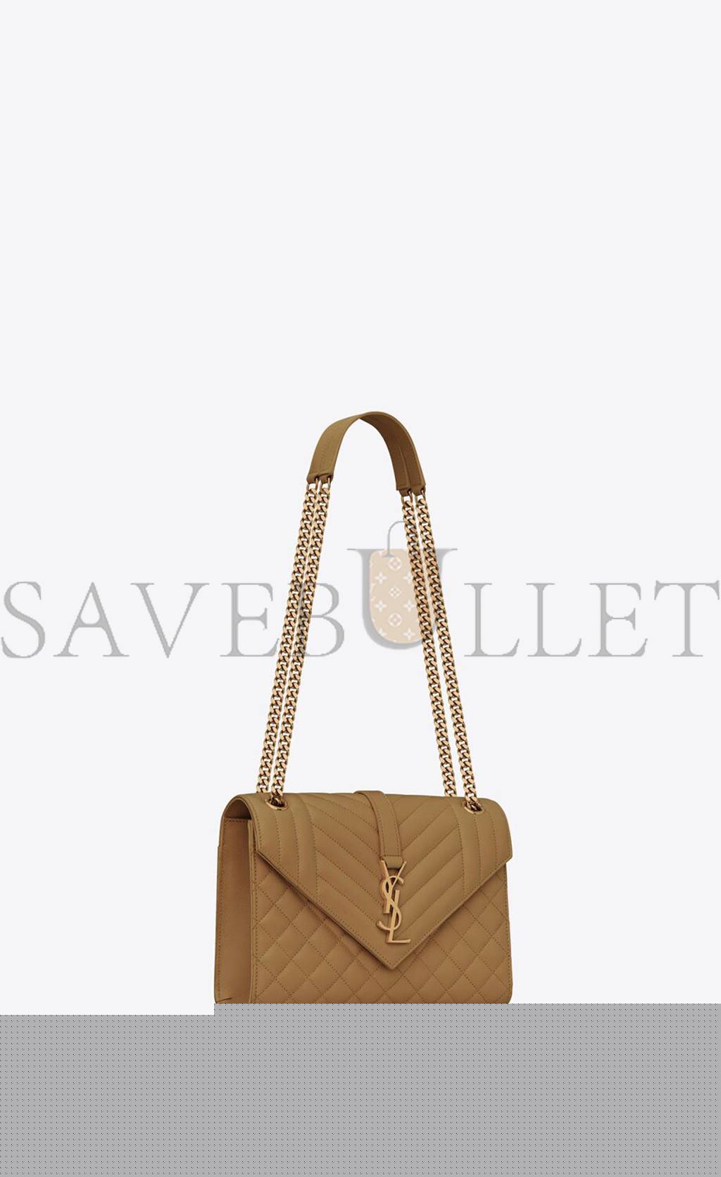 YSL ENVELOPE MEDIUM CHAIN BAG IN MIX MATELASS&EACUTE; GRAIN DE POUDRE EMBOSSED LEATHER 600185BOW973334 (24*17.5*6cm)