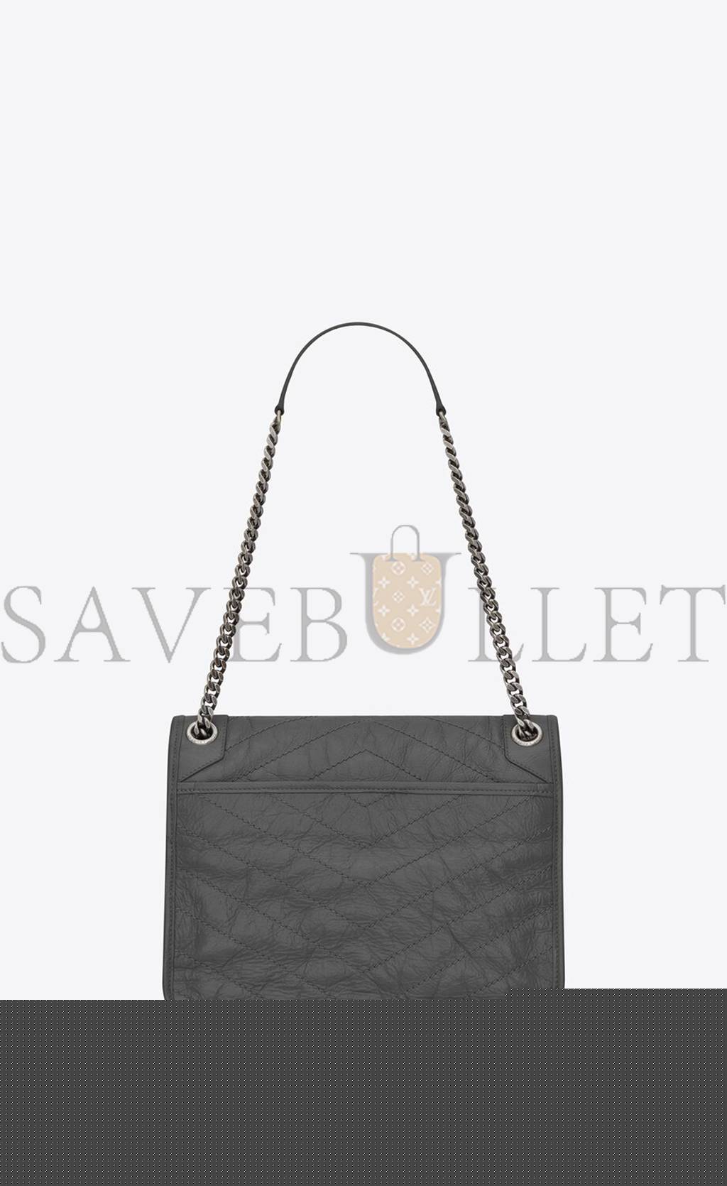YSL NIKI MEDIUM CHAIN BAG IN CRINKLED VINTAGE LEATHER 6331580EN041112 (28*20*8.5cm)