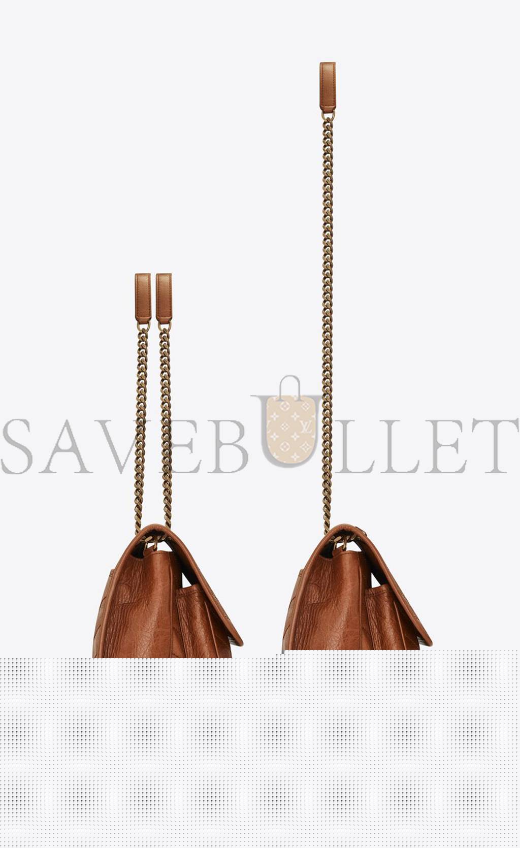 YSL NIKI MEDIUM CHAIN BAG IN CRINKLED VINTAGE LEATHER 6331581YG072522 (28*20*8.5cm)