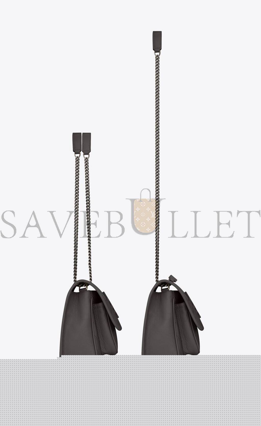 YSL NIKI BABY CHAIN BAG IN CRINKLED VINTAGE LEATHER 6331600EN041112 (21*16*7.5cm)