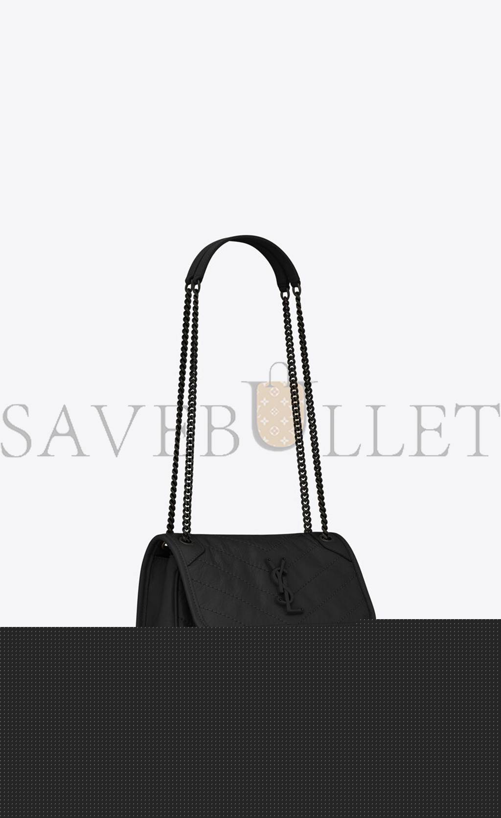 YSL NIKI BABY CHAIN BAG IN CRINKLED VINTAGE LEATHER 6331850EN081000 (21*16*7.5cm)