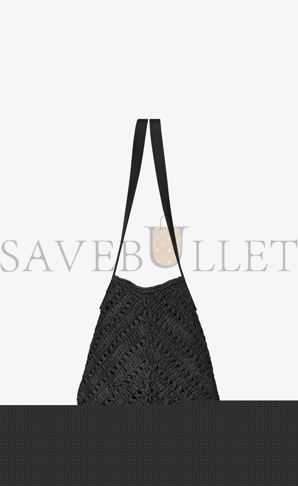 YSL PANIER SMALL IN RAFFIA AND VEGETABLE-TANNED LEATHER 751240GAADP1000 (38*21*20cm)