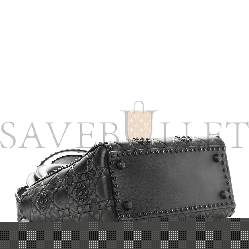 d*or calfskin cannage embossed studded medium S*pple lady d*or black (24*20*12.1cm)