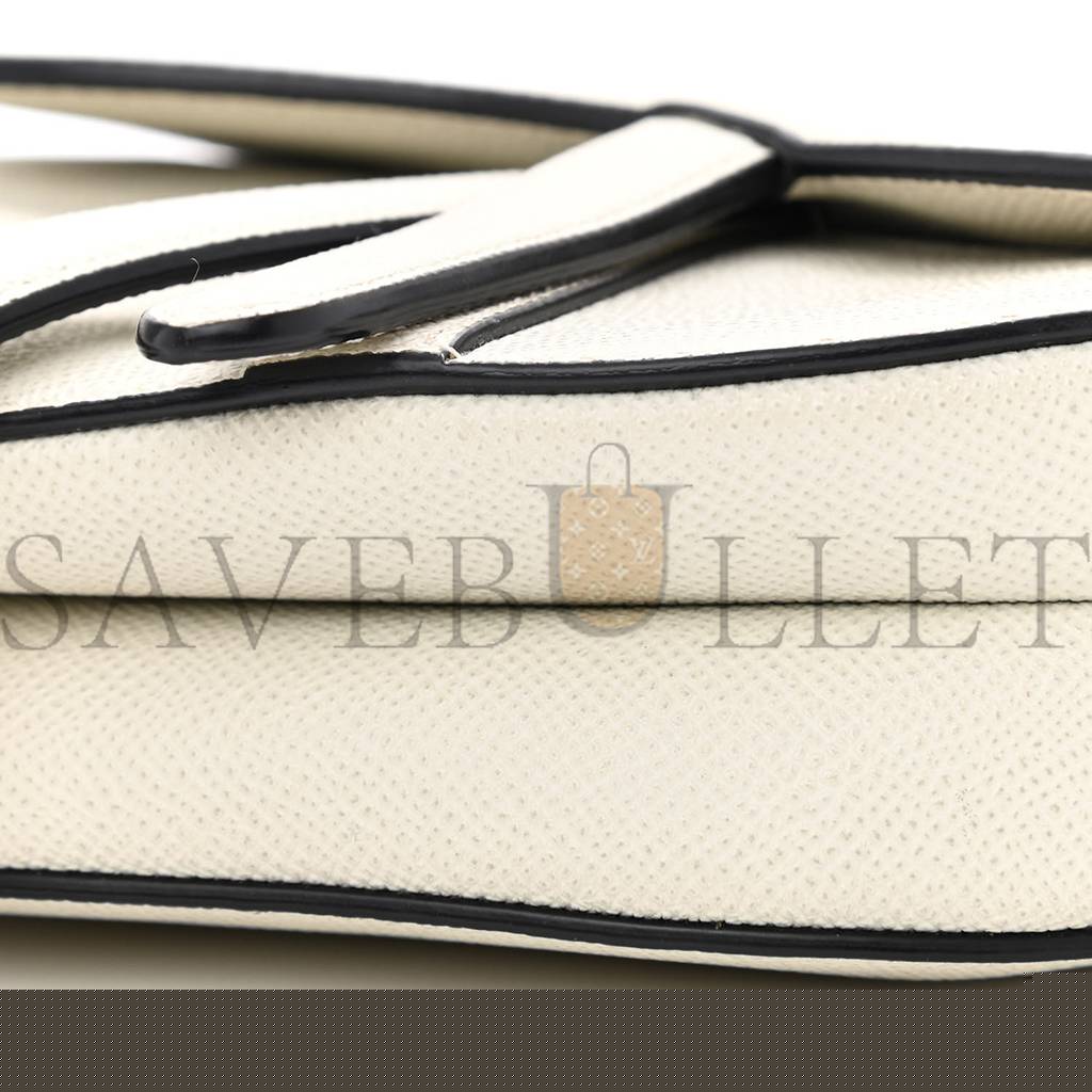 D*or grained calfskin mini saddle bag white (17*17*3.8cm)