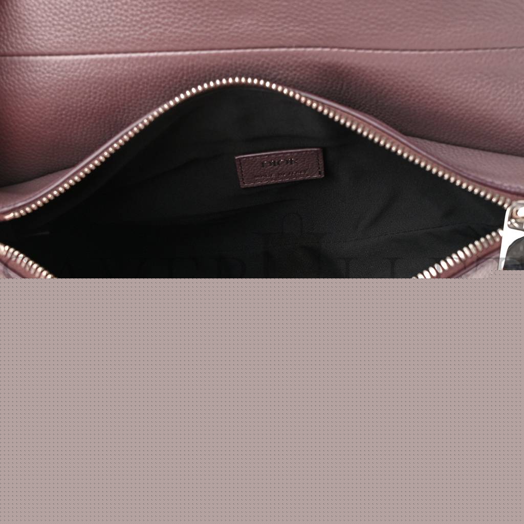 D*or grained calfskin kim jones saddle bag amaranth (27*22*3.8cm)