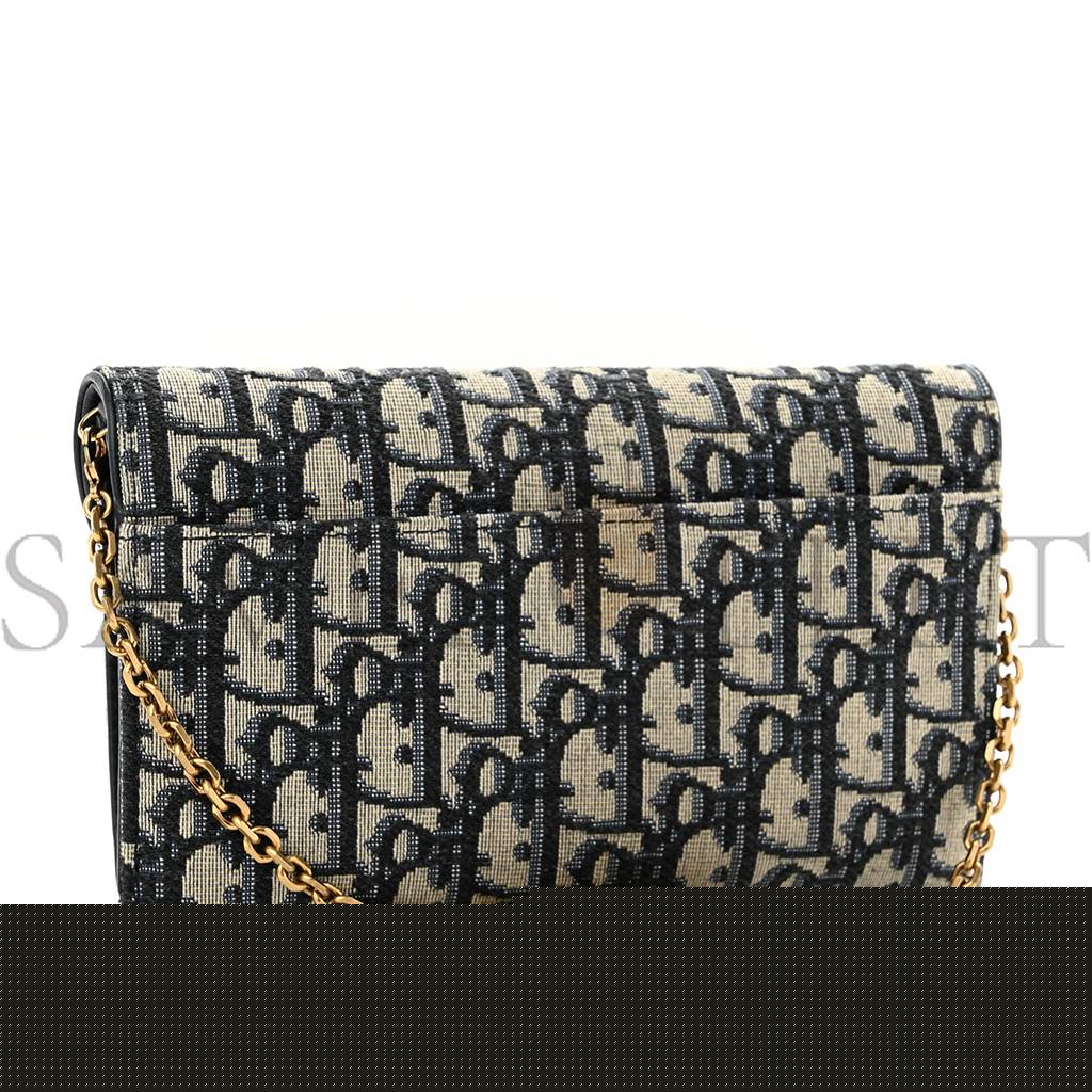 D*or oblique saddle chain wallet blue (19*12*1.9cm)