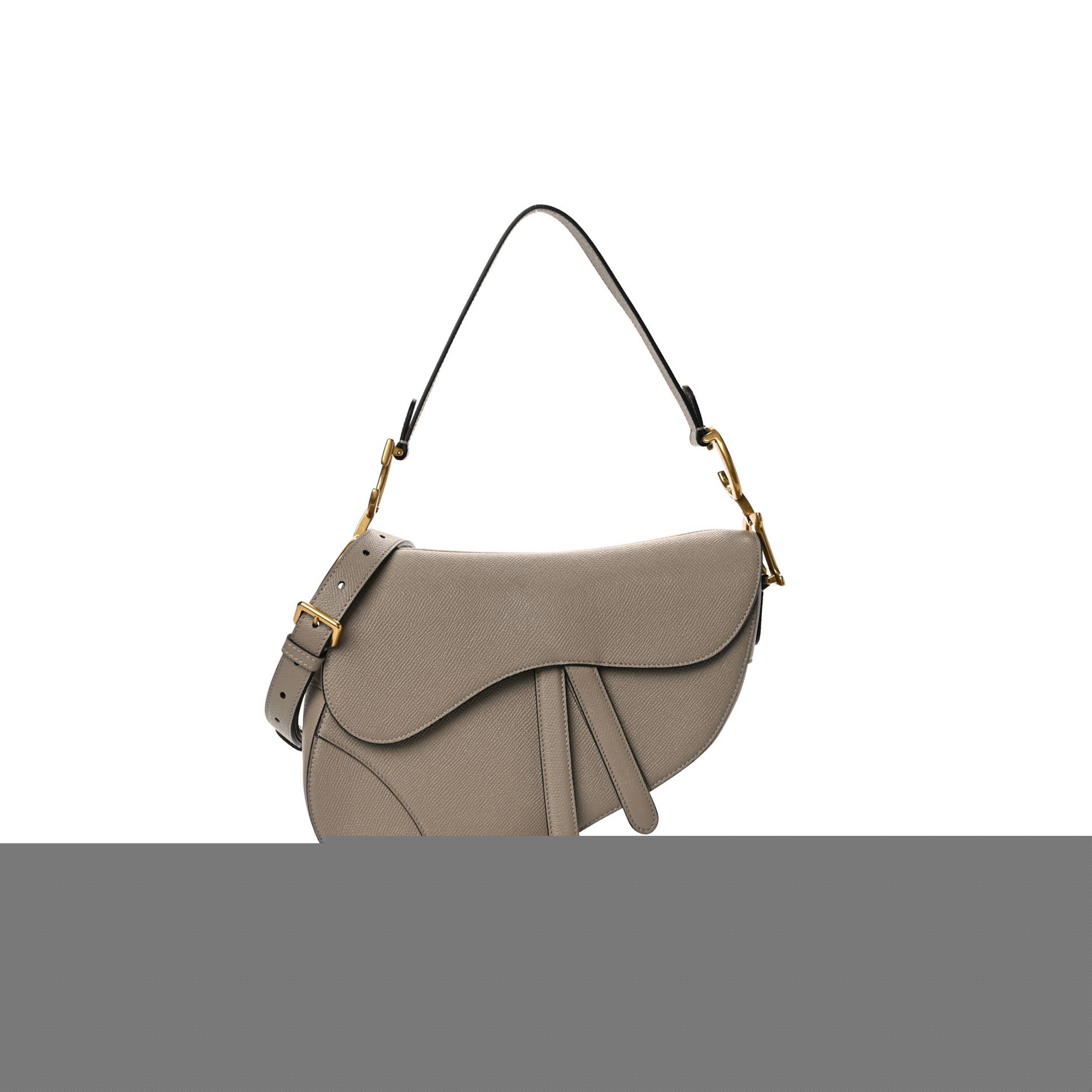 D*or grained calfskin saddle bag with strap warm taupe (25*20*7cm)