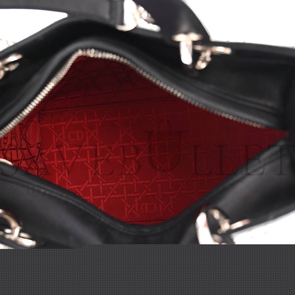 D*or lambskin studded cannage medium lady D*or black (23*20*12.7cm)