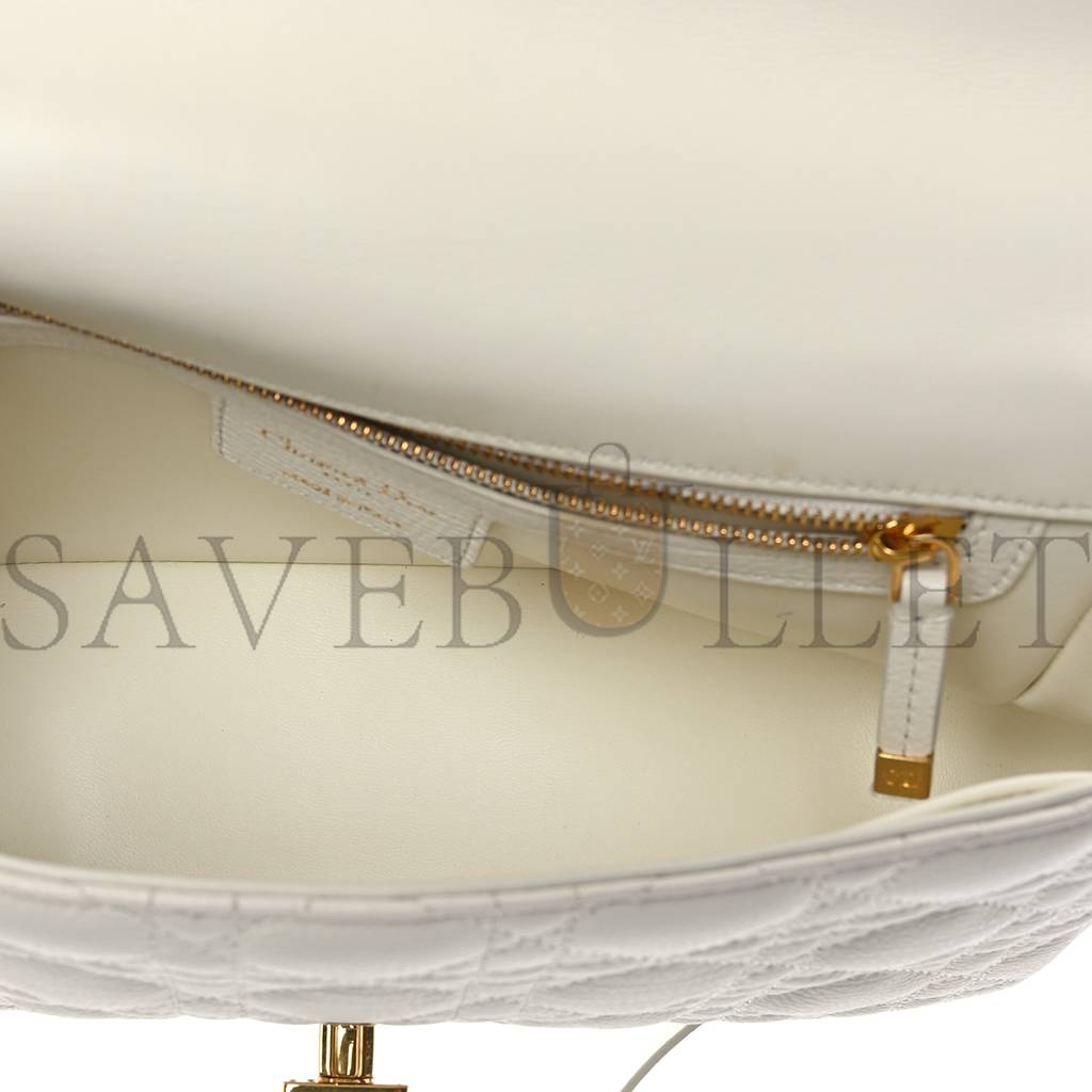 d*or S*pple calfskin cannage medium caro bag ivory (25*15*8.9cm)