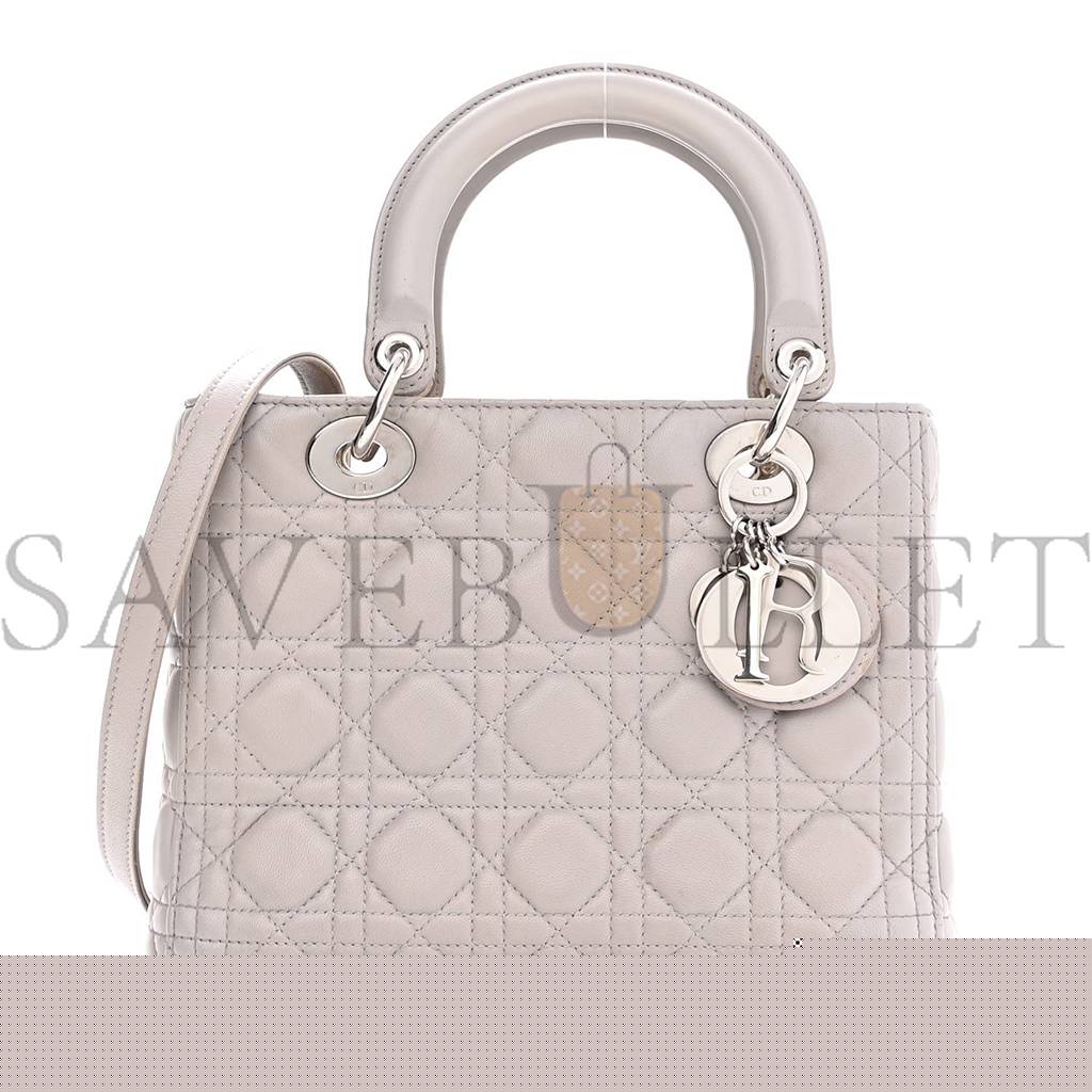 D*or lambskin cannage medium lady D*or grey (23*20*11.4cm)