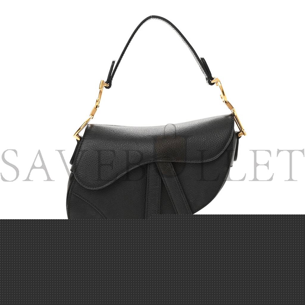 D*or grained calfskin mini saddle bag black (18*16*5.1cm)