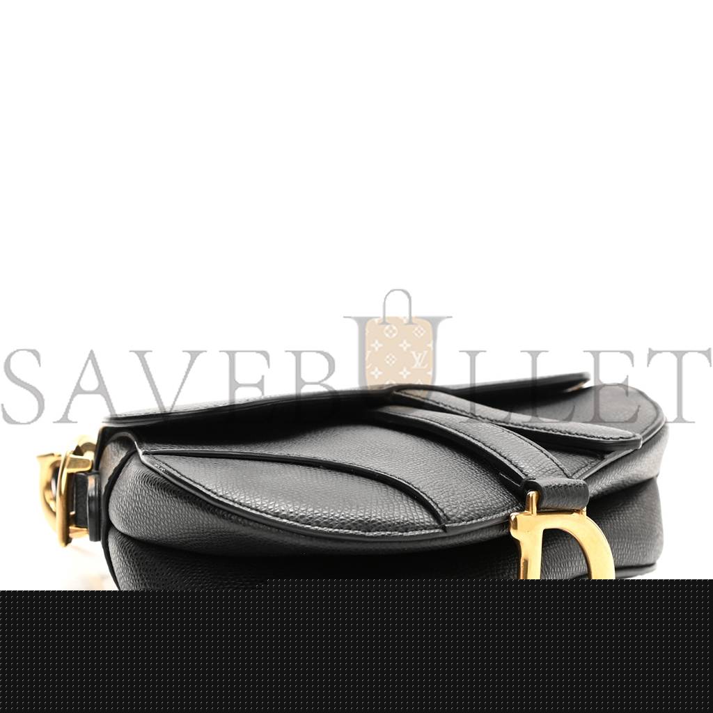 D*or grained calfskin mini saddle bag black (18*16*5.1cm)