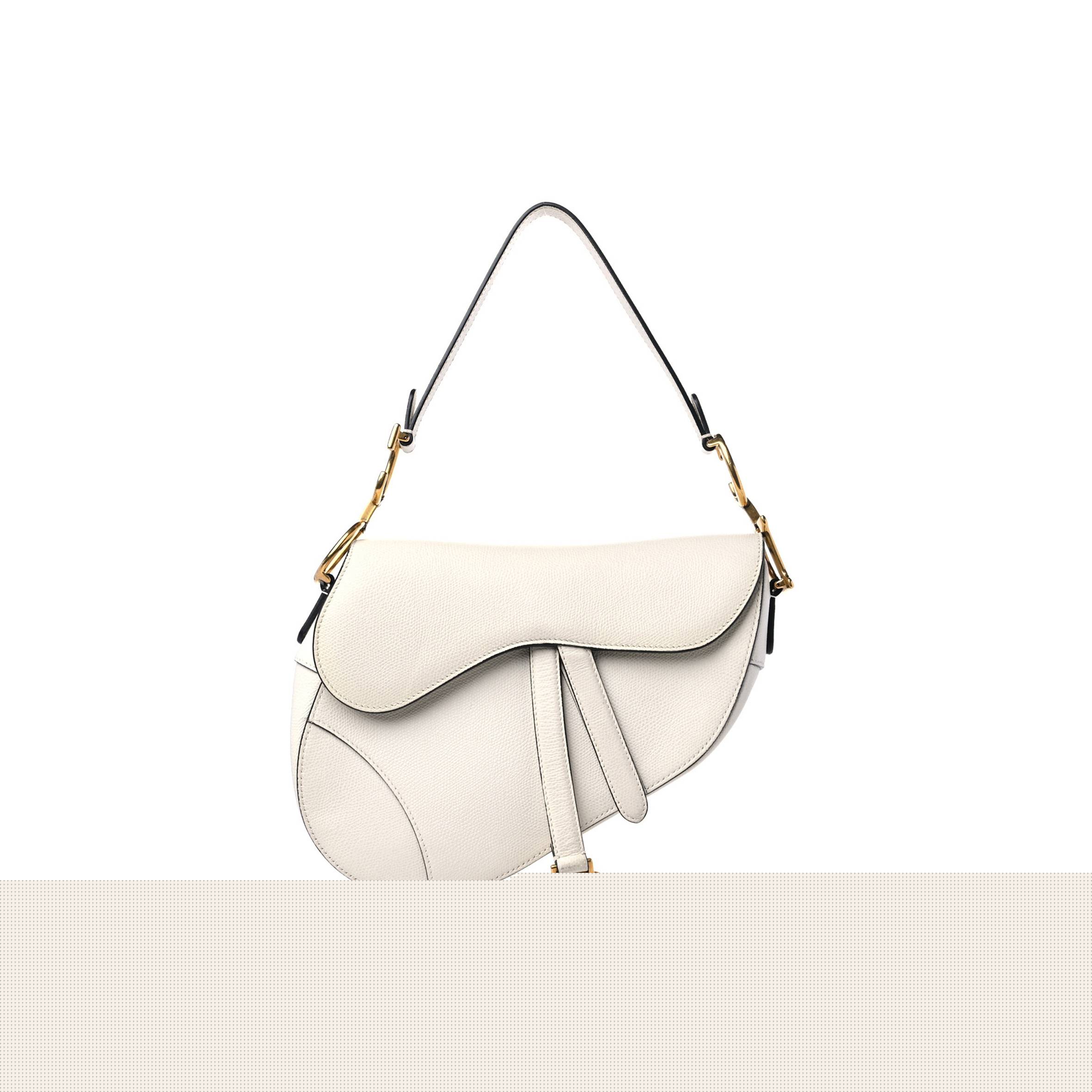 D*or grained calfskin saddle bag white (25*22*5.1cm)