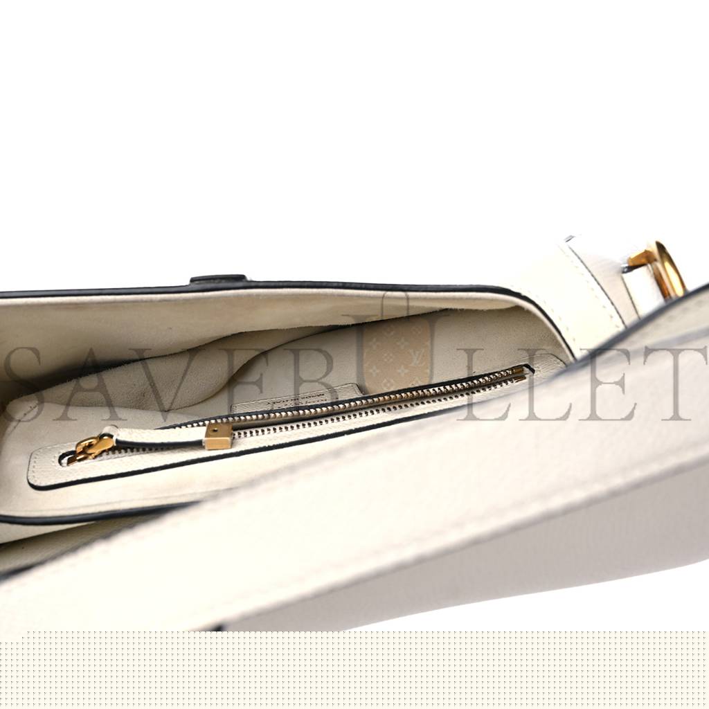 D*or grained calfskin saddle bag white (25*22*5.1cm)