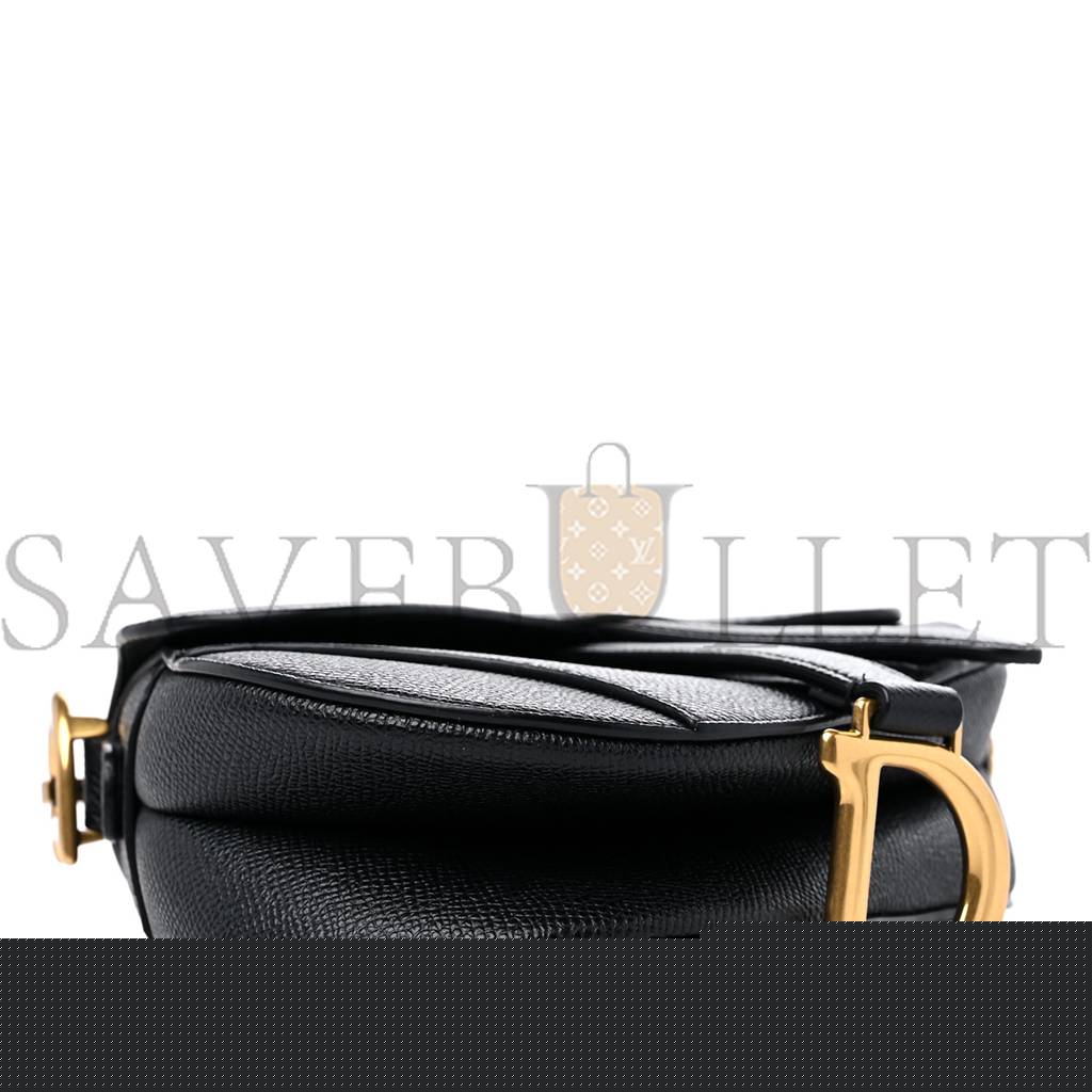 D*or grained calfskin mini saddle bag black (18*15*5.1cm)