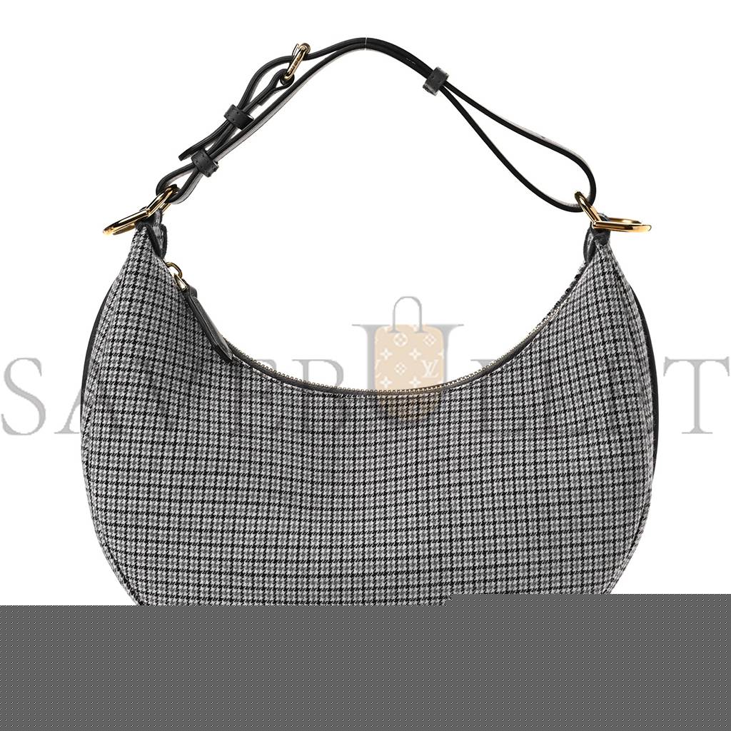 F**di wool houndstooth small F**digraphy hobo bag grigio anthracite (28*23*8cm)