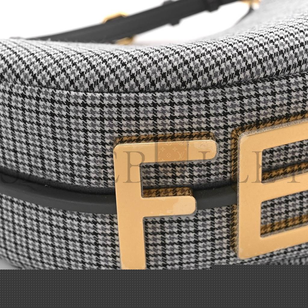 F**di wool houndstooth small F**digraphy hobo bag grigio anthracite (28*23*8cm)