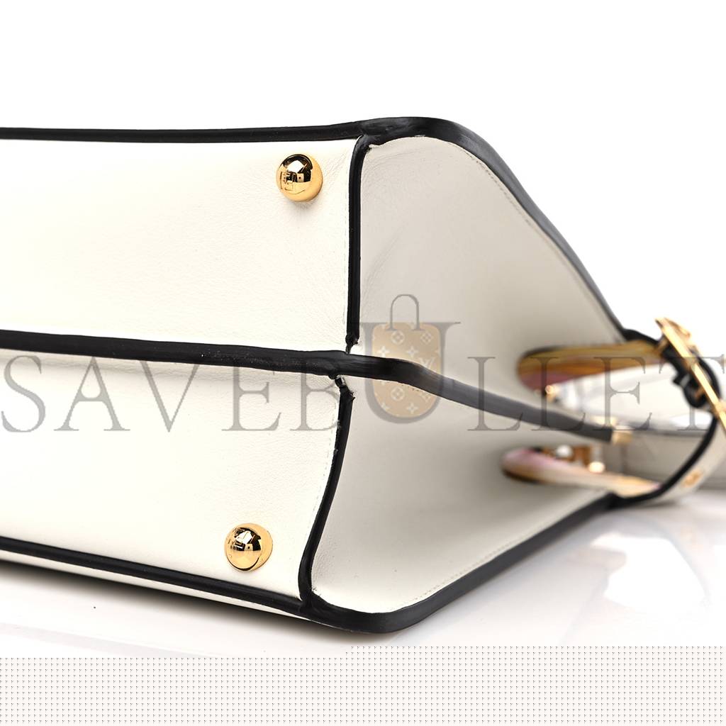 F**di x versace vitello seta nappa fendace ff baroque medium peekaboo i see u satchel white ice (27*20*10cm)