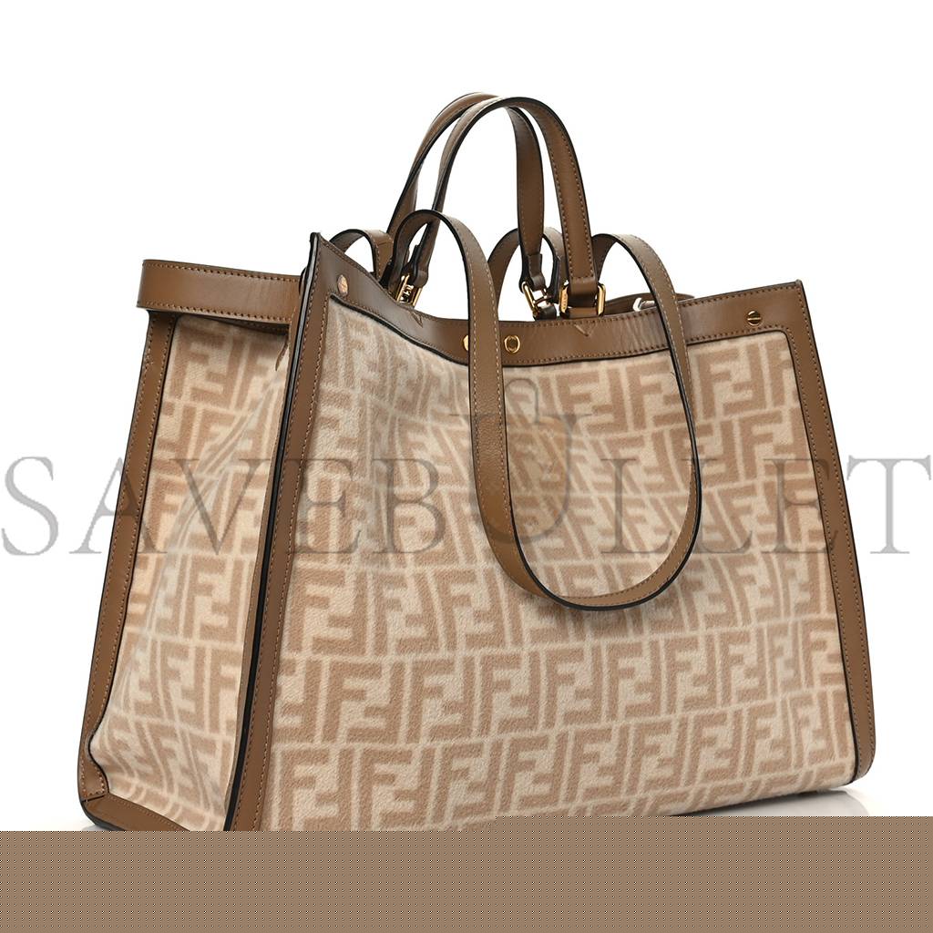 F**di wool vitello king seta ff 1974 medium peekaboo x-tote beige cammello sand (41*29*15cm)